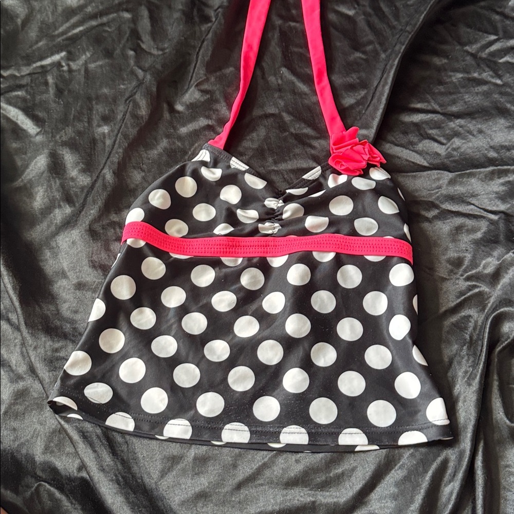 Polka Dot Halter Top with Pink Accents